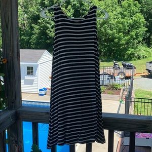 A white and black striped summer dress.
